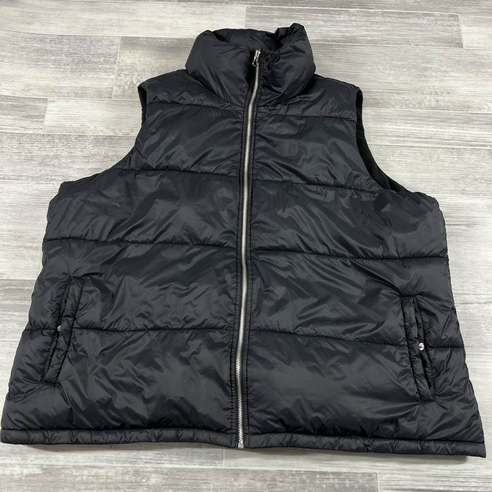 Old Navy Women's 2XL Puffer Vest Black Full‎ Zip With Snap Pockets 285233-04